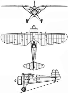 Plan 3 vues du P.Z.L. P.11