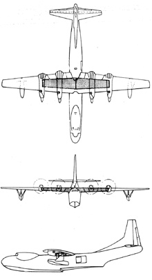 Plan 3 vues du Convair R3Y Tradewind