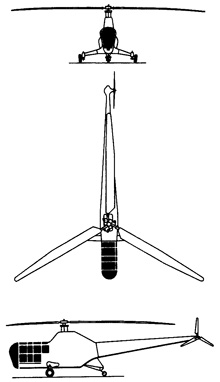 Plan 3 vues du Sikorsky R-5 / S-51 / HO2S