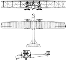 Plan 3 vues du Zeppelin-Staaken R.VI