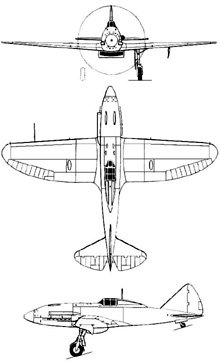 Plan 3 vues du Reggiane Re.2005 Sagittario