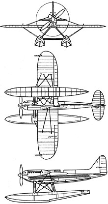 Plan 3 vues du Supermarine S.6