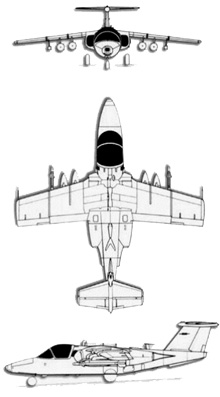 Plan 3 vues du Saab 105 / SK 60