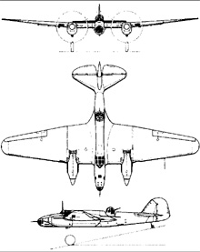 Plan 3 vues du Tupolev SB-2