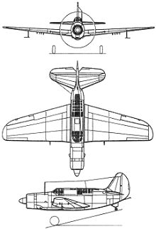 Plan 3 vues du Curtiss SB2C Helldiver