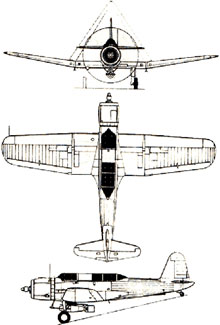 Plan 3 vues du Vought SB2U Vindicator