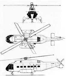 Plan 3 vues du Sud-Est SE.3200 Frelon