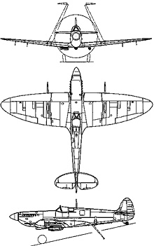 Plan 3 vues du Supermarine  Seafire