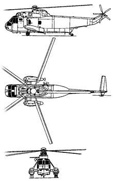 Plan 3 vues du Sikorsky SH-3 Sea King