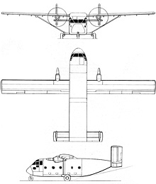 Plan 3 vues du Short SC.7 Skyvan
