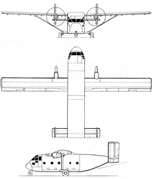 Plan 3 vues du Short SC.7 Skyvan