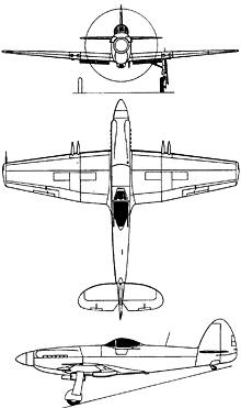 Plan 3 vues du Supermarine  Spitful/Seafang