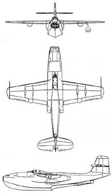 Plan 3 vues du Saunders-Roe SR.A/1