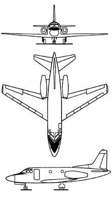 Plan 3 vues du North American T-39 / CT-39 Sabreliner