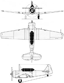 Plan 3 vues du North American T-6 Texan