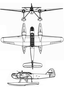 Plan 3 vues du Fokker T.VIII-W