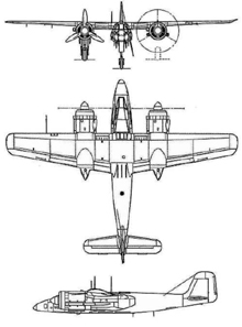 Plan 3 vues du Focke-Wulf Ta 154 Moskito