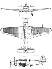 Plan 3 vues du Douglas TBD Devastator