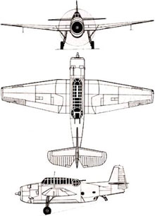 Plan 3 vues du Grumman TBF/TBM Avenger