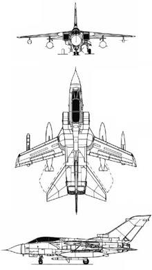 Plan 3 vues du Panavia Tornado ECR