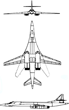 Plan 3 vues du Tupolev Tu-160  'Blackjack'