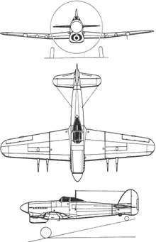 Plan 3 vues du Hawker  Typhoon