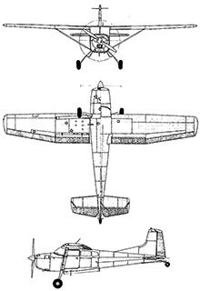 Plan 3 vues du Cessna U-17 Skywagon