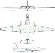 Plan 3 vues du Lockheed U-2