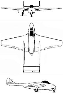 Plan 3 vues du De Havilland D.H.100 Vampire