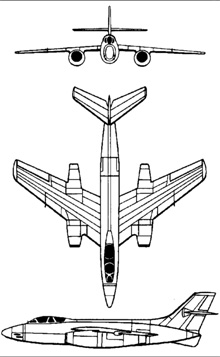 Plan 3 vues du Sud-Ouest SO.4050 Vautour