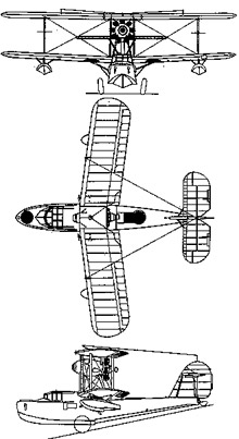 Plan 3 vues du Supermarine  Walrus