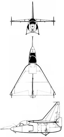 Plan 3 vues du Ryan X-13 Vertijet