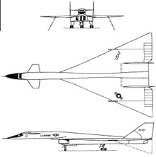 Plan 3 vues du North American XB-70 Valkyrie