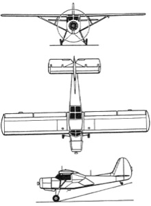 Plan 3 vues du Yakovlev Yak-12 Creek 