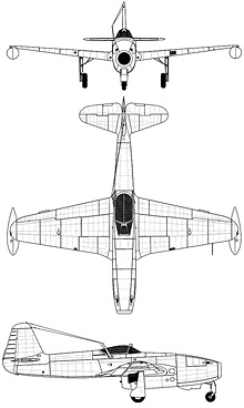 Plan 3 vues du Yakovlev Yak-17  'Feather'