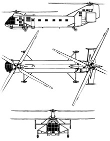 Plan 3 vues du Yakovlev Yak-24 ‘Horse’