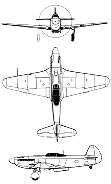 Plan 3 vues du Yakovlev Yak-9 'Frank'