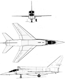 Plan 3 vues du North American YF-107 Ultra Sabre