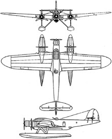 Plan 3 vues du CRDA – CANT Z-506 Airone