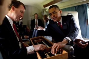 Barack Obama à bord d'un VH-3D en 2010.